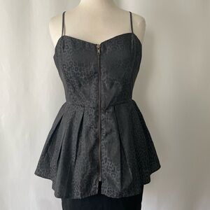 VTG Forever 21 Black Leopard Peplum Mini Dress